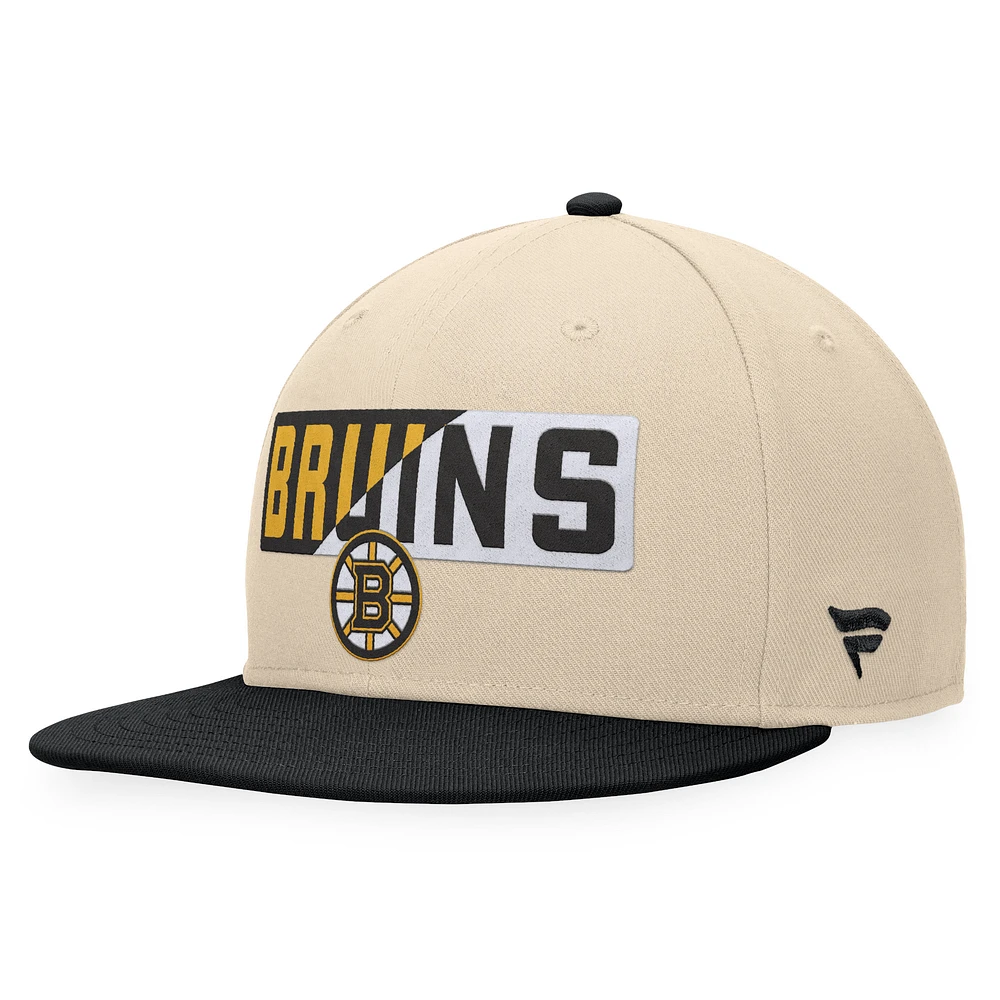 Men's Fanatics Cream/Black Boston Bruins Goalaso Snapback Hat