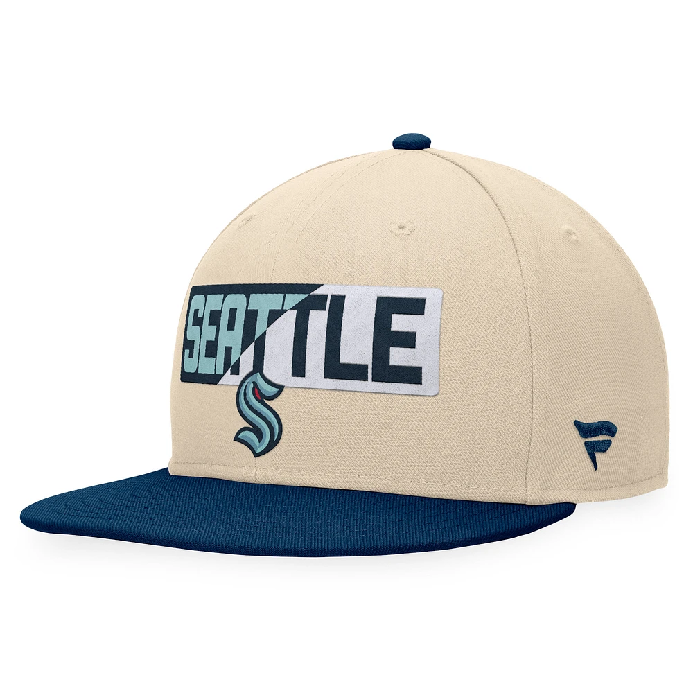 Men's Fanatics Cream/Deep Sea Blue Seattle Kraken Goalaso Snapback Hat