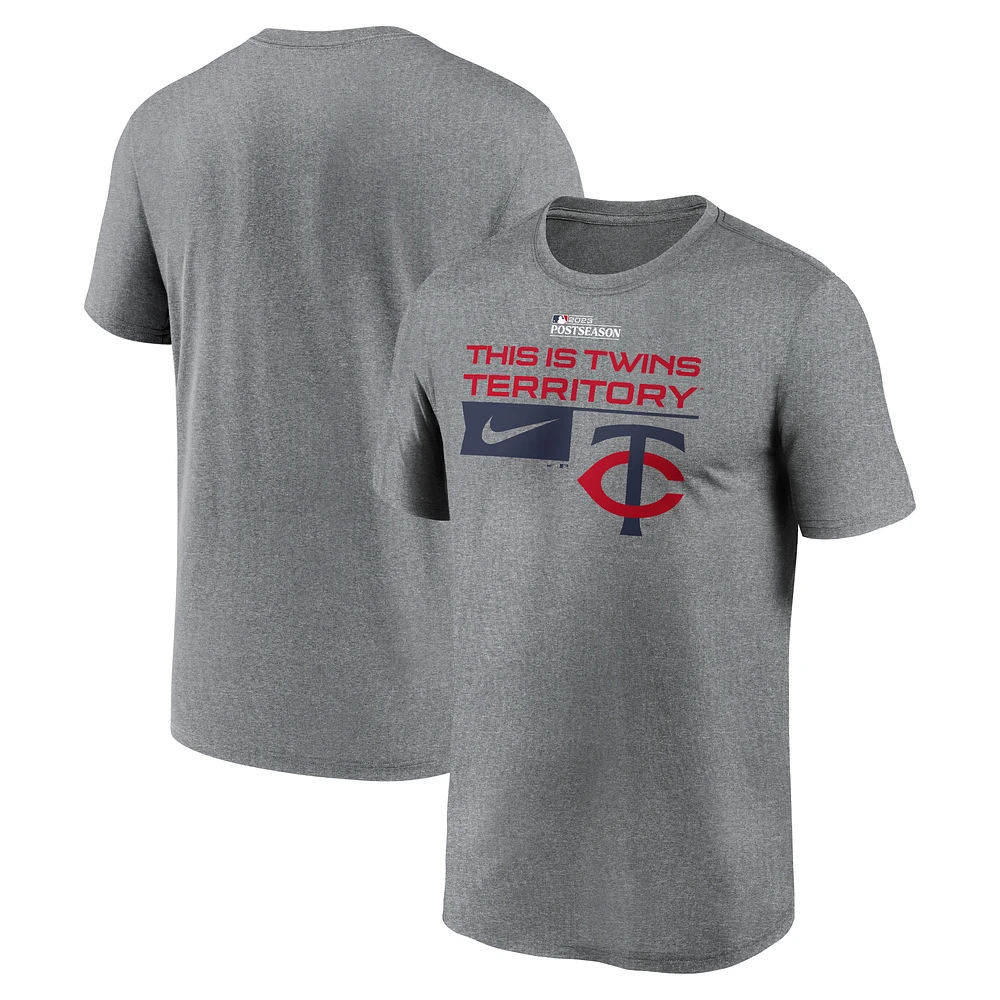 Men's Nike Heather Charcoal Minnesota Twins 2023 Postseason Legend Performance T-Shirt