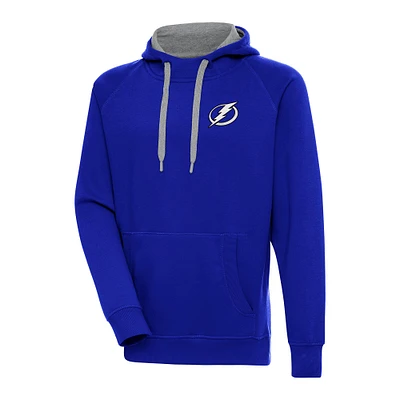 Men's Antigua  Blue Tampa Bay Lightning Metallic Logo Victory Pullover Hoodie