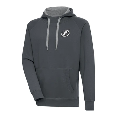 Men's Antigua  Charcoal Tampa Bay Lightning Metallic Logo Victory Pullover Hoodie