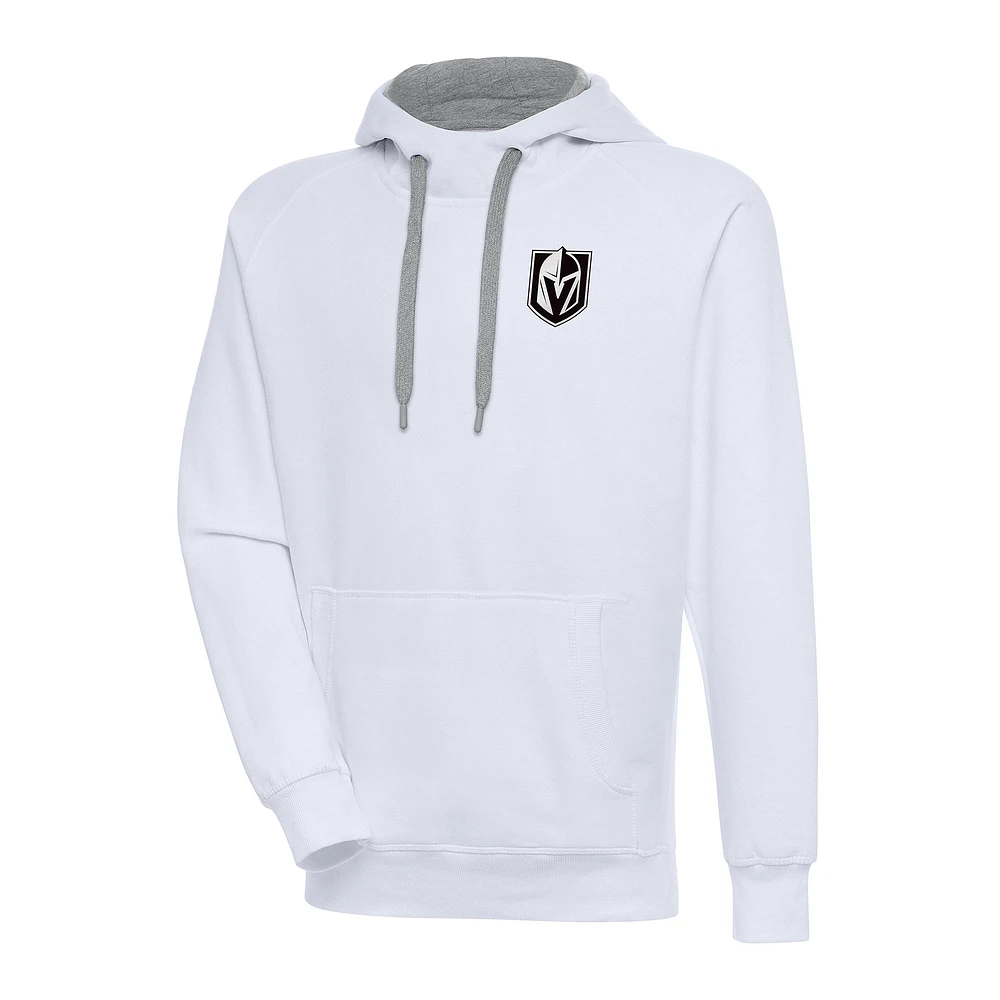 Men's Antigua White Vegas Golden Knights Metallic Logo Victory Pullover Hoodie