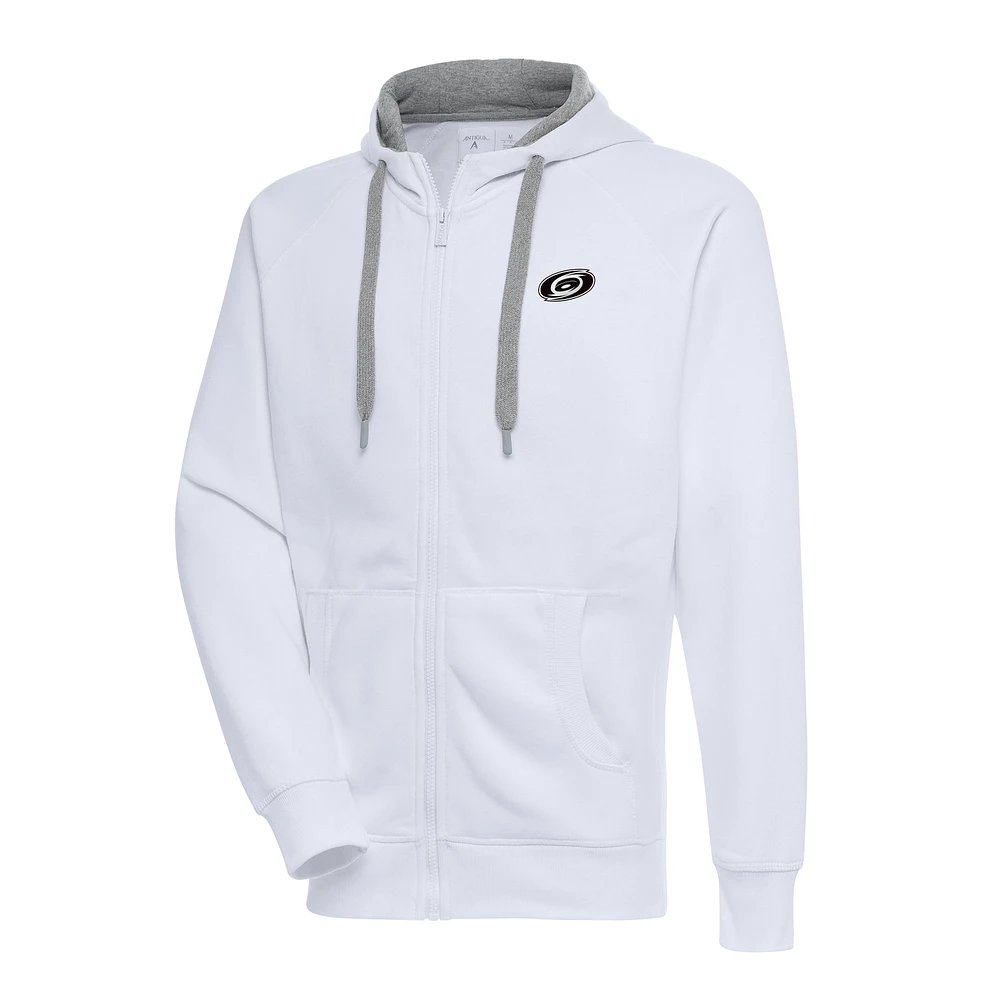 Men's Antigua White Carolina Hurricanes Metallic Logo Victory Full-Zip Hoodie