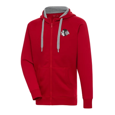 Men's Antigua  Red Chicago Blackhawks Metallic Logo Victory Full-Zip Hoodie