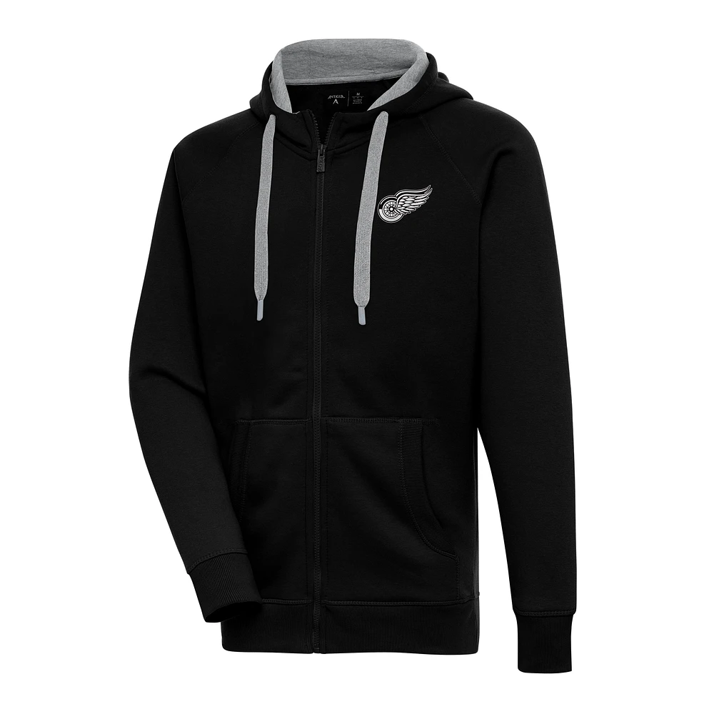 Men's Antigua Detroit Red Wings Metallic Logo Victory Full-Zip Hoodie