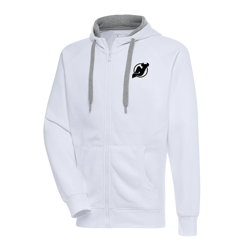 Men's Antigua New Jersey Devils Metallic Logo Victory Full-Zip Hoodie