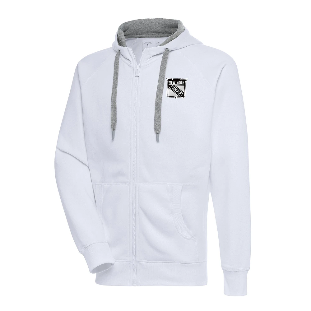 Men's Antigua New York Rangers Metallic Logo Victory Full-Zip Hoodie