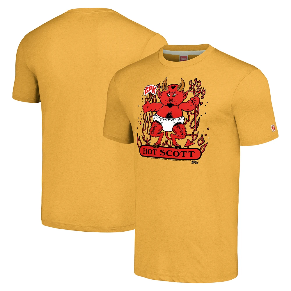 Unisex Homage Gold Garbage Pail Kids Hot Scott Tri-Blend T-Shirt