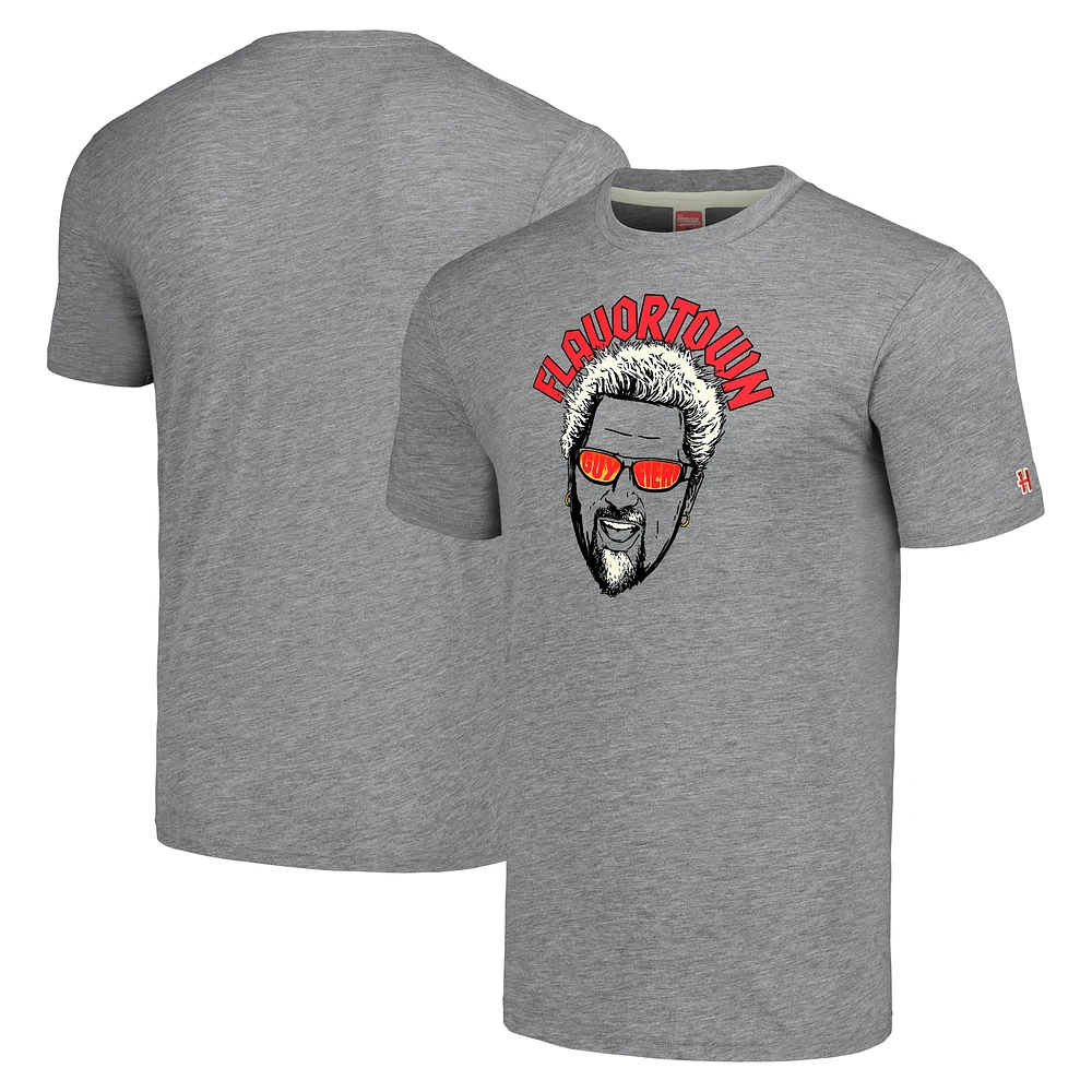 Unisex Homage Gray Hollywood Icons Flavortown Tri-Blend T-Shirt