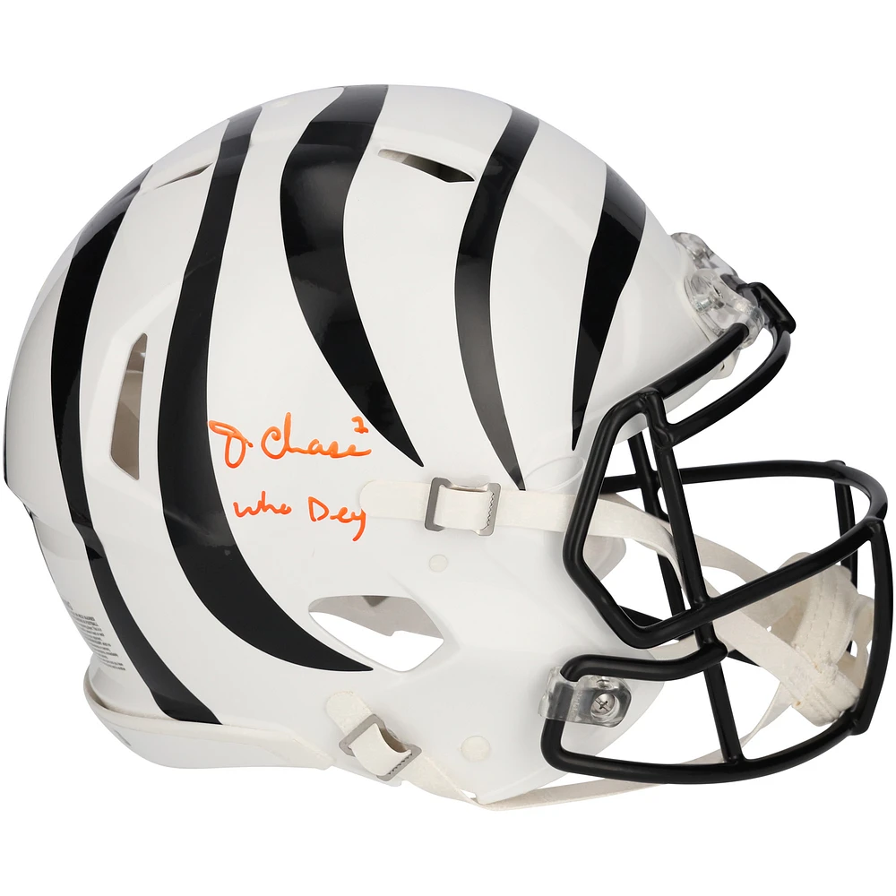 Ja'Marr Chase Cincinnati Bengals Autographed Riddell Authentic Helmet with Inscription