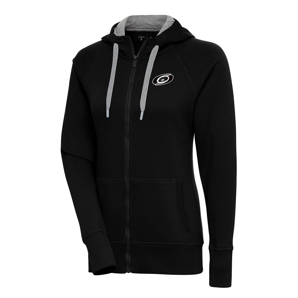 Women's Antigua Black Carolina Hurricanes Metallic Logo Victory Full-Zip Hoodie