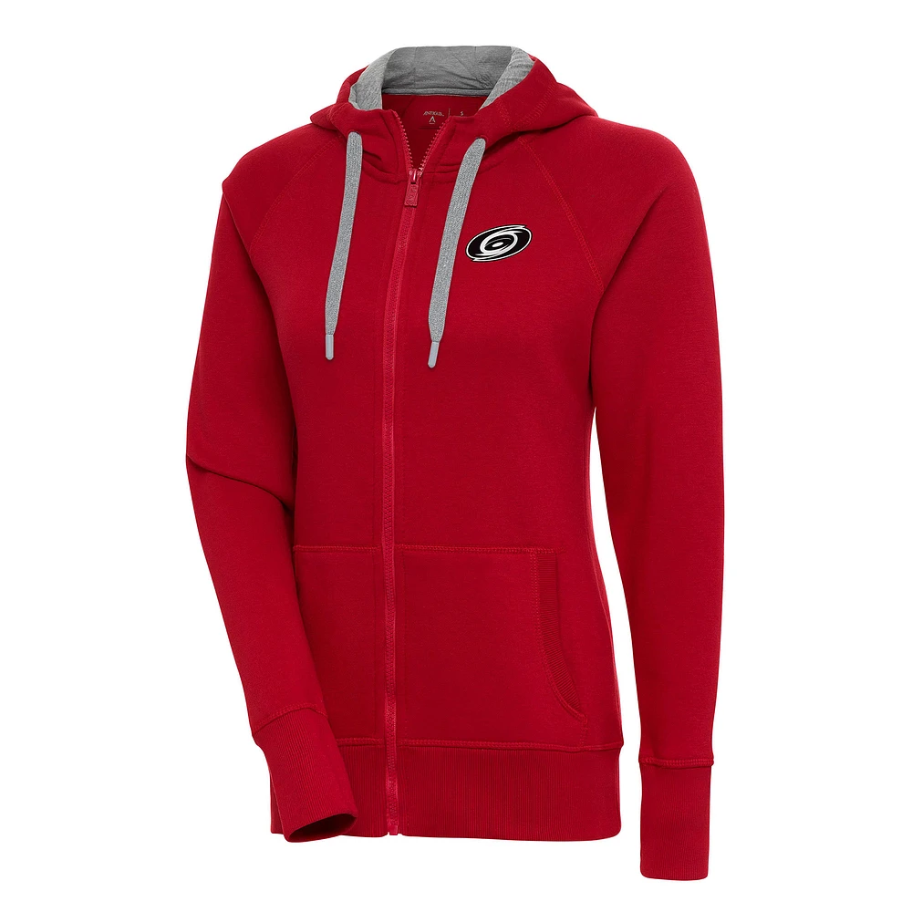 Women's Antigua Red Carolina Hurricanes Metallic Logo Victory Full-Zip Hoodie