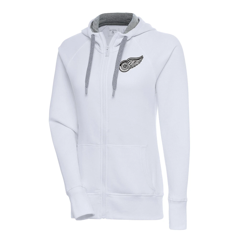 Women's Antigua Detroit Red Wings Metallic Logo Victory Full-Zip Hoodie