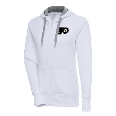 Women's Antigua Philadelphia Flyers Metallic Logo Victory Full-Zip Hoodie