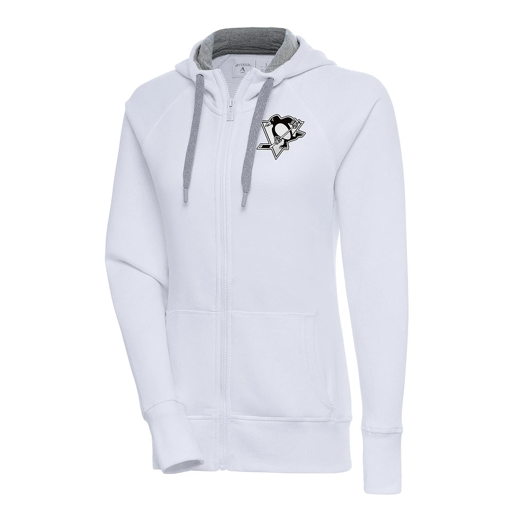 Women's Antigua Pittsburgh Penguins Metallic Logo Victory Full-Zip Hoodie