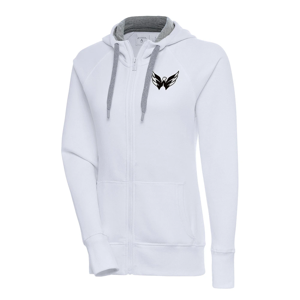 Women's Antigua Washington Capitals Metallic Logo Victory Full-Zip Hoodie