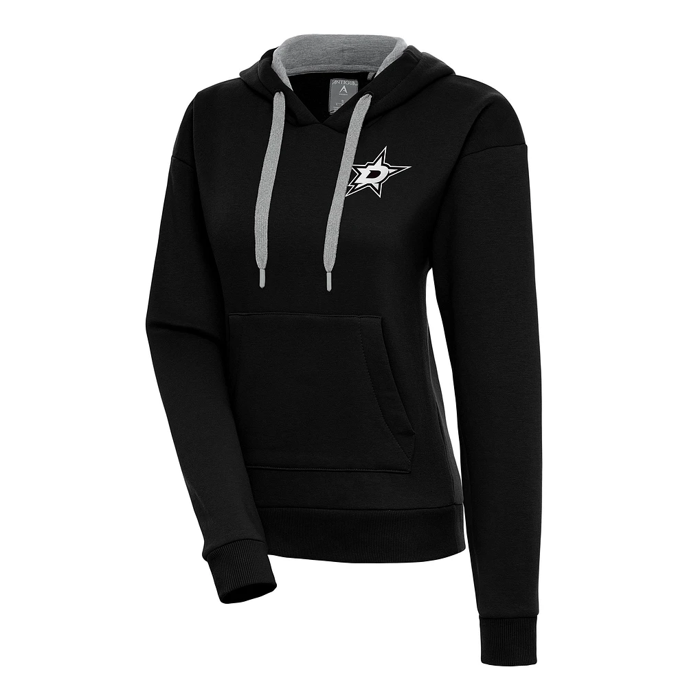 Women's Antigua Black Dallas Stars Metallic Logo Victory Pullover Hoodie
