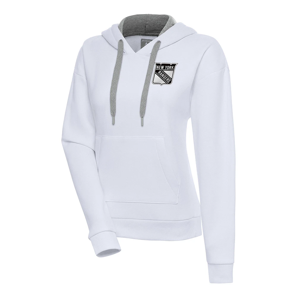Women's Antigua New York Rangers Metallic Logo Victory Pullover Hoodie