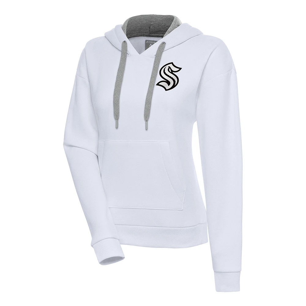Women's Antigua Seattle Kraken Metallic Logo Victory Pullover Hoodie