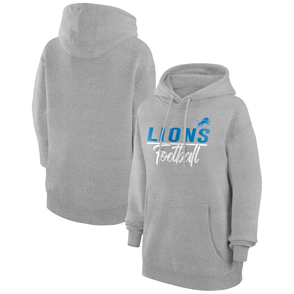 Women's G-III 4Her by Carl Banks Heather Gray Detroit Lions Graphic Fleece Pullover Hoodie