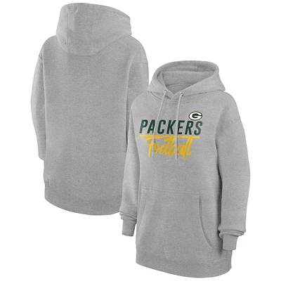 Women's G-III 4Her by Carl Banks Heather Gray Green Bay Packers Graphic Fleece Pullover Hoodie