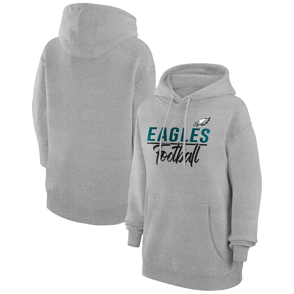 Women's G-III 4Her by Carl Banks Heather Gray Philadelphia Eagles Graphic Fleece Pullover Hoodie