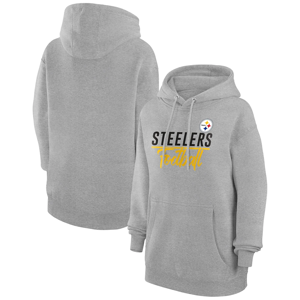Women's G-III 4Her by Carl Banks Heather Gray Pittsburgh Steelers Graphic Fleece Pullover Hoodie
