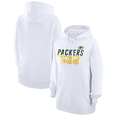 Women's G-III 4Her by Carl Banks White Green Bay Packers Graphic Fleece Pullover Hoodie