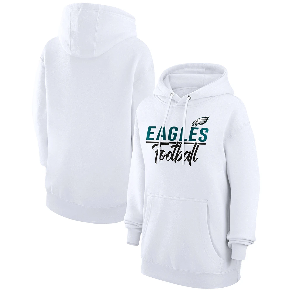 Women's G-III 4Her by Carl Banks White Philadelphia Eagles Graphic Fleece Pullover Hoodie
