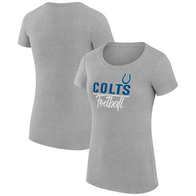 Women's G-III 4Her by Carl Banks Heather Gray Indianapolis Colts Team Graphic Fitted T-Shirt