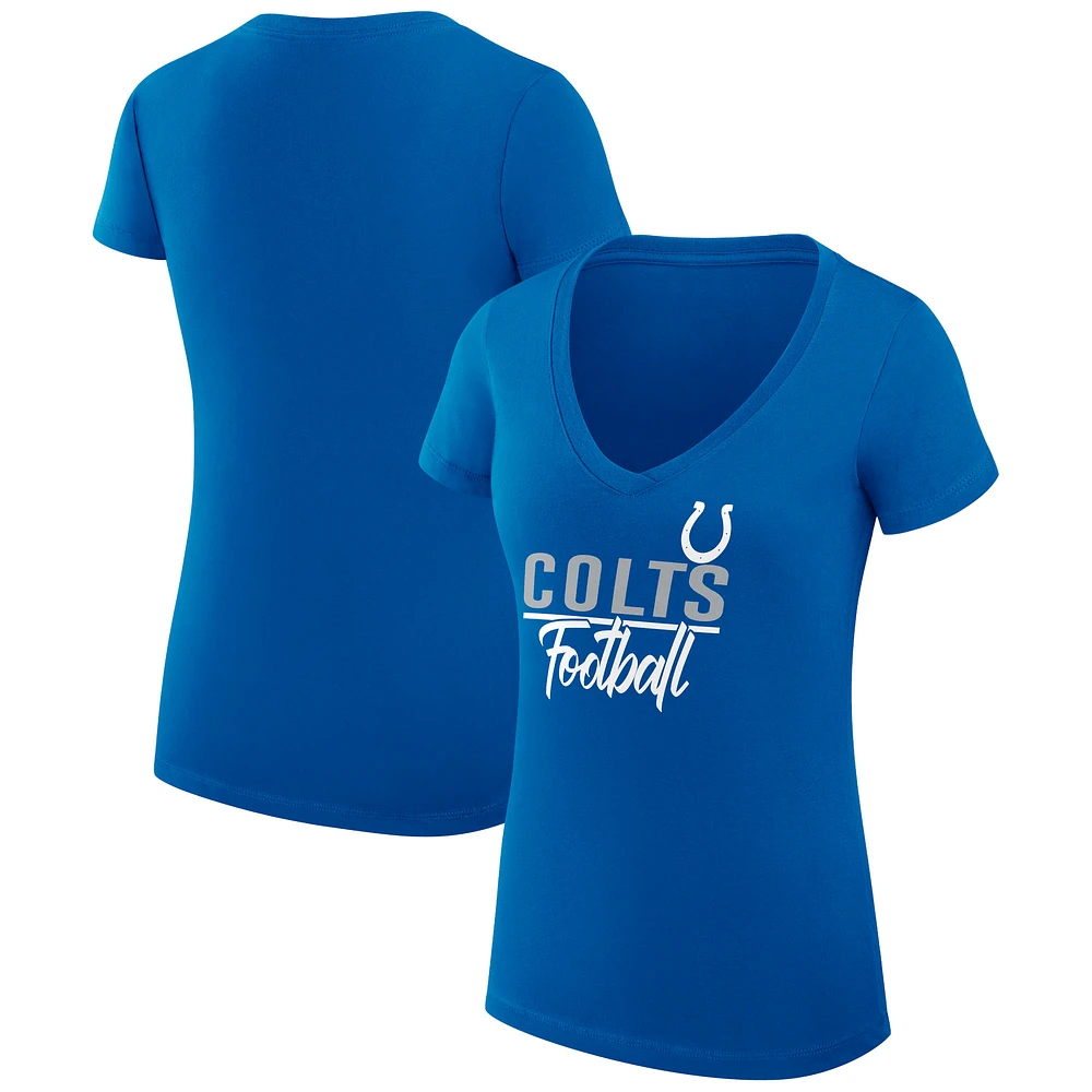 Women's G-III 4Her by Carl Banks Royal Indianapolis Colts Super-Slim Fit Lightweight V-Neck T-Shirt