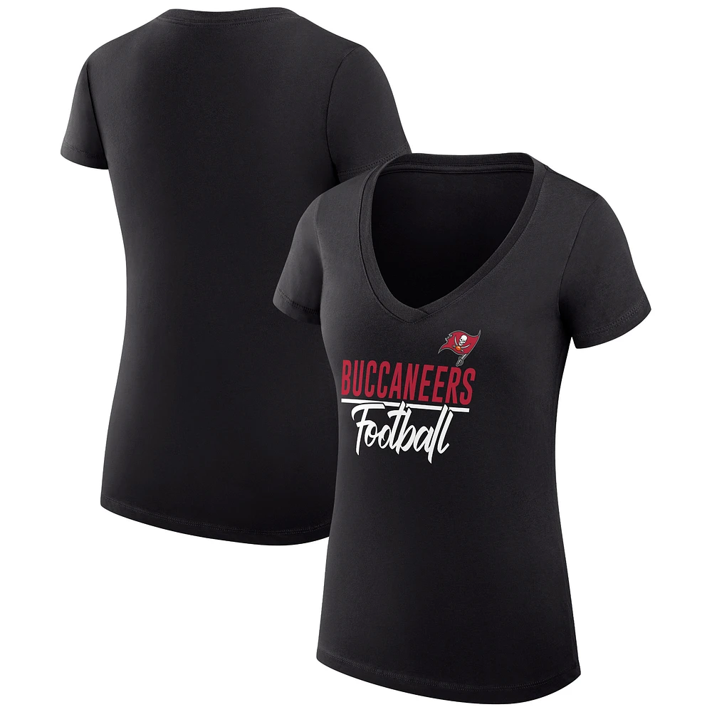 Women's G-III 4Her by Carl Banks Black Tampa Bay Buccaneers Super-Slim Fit Lightweight V-Neck T-Shirt