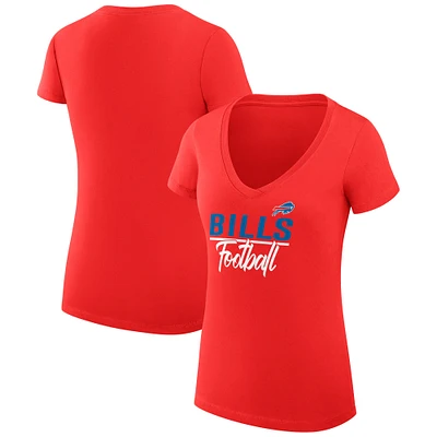 Women's G-III 4Her by Carl Banks Red Buffalo Bills Super-Slim Fit Lightweight V-Neck T-Shirt