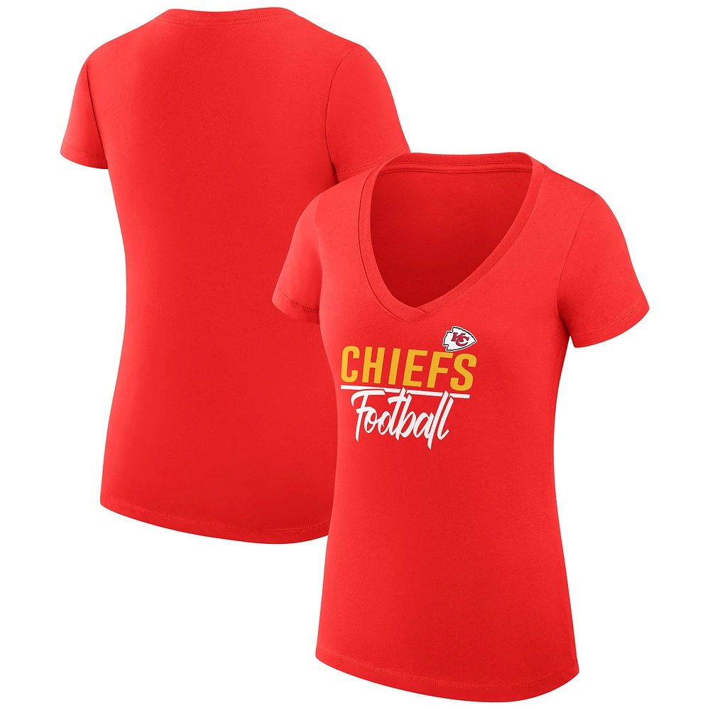 Women's G-III 4Her by Carl Banks Red Kansas City Chiefs Super-Slim Fit Lightweight V-Neck T-Shirt