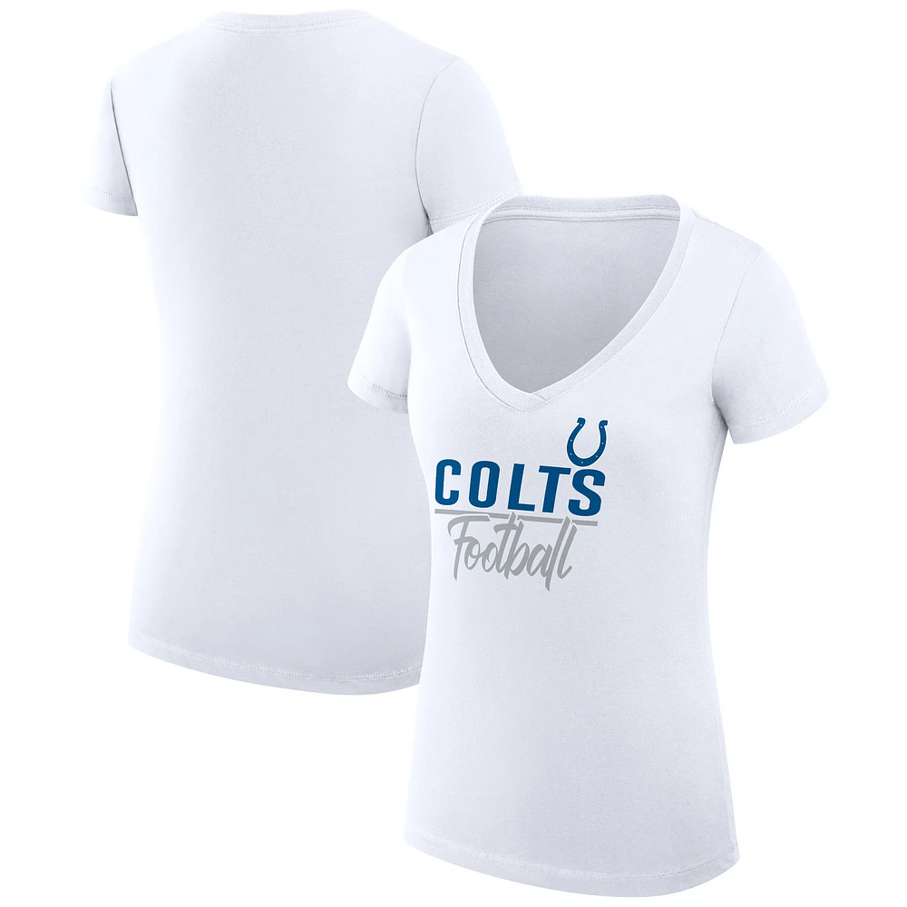 Women's G-III 4Her by Carl Banks White Indianapolis Colts Super-Slim Fit Lightweight V-Neck T-Shirt