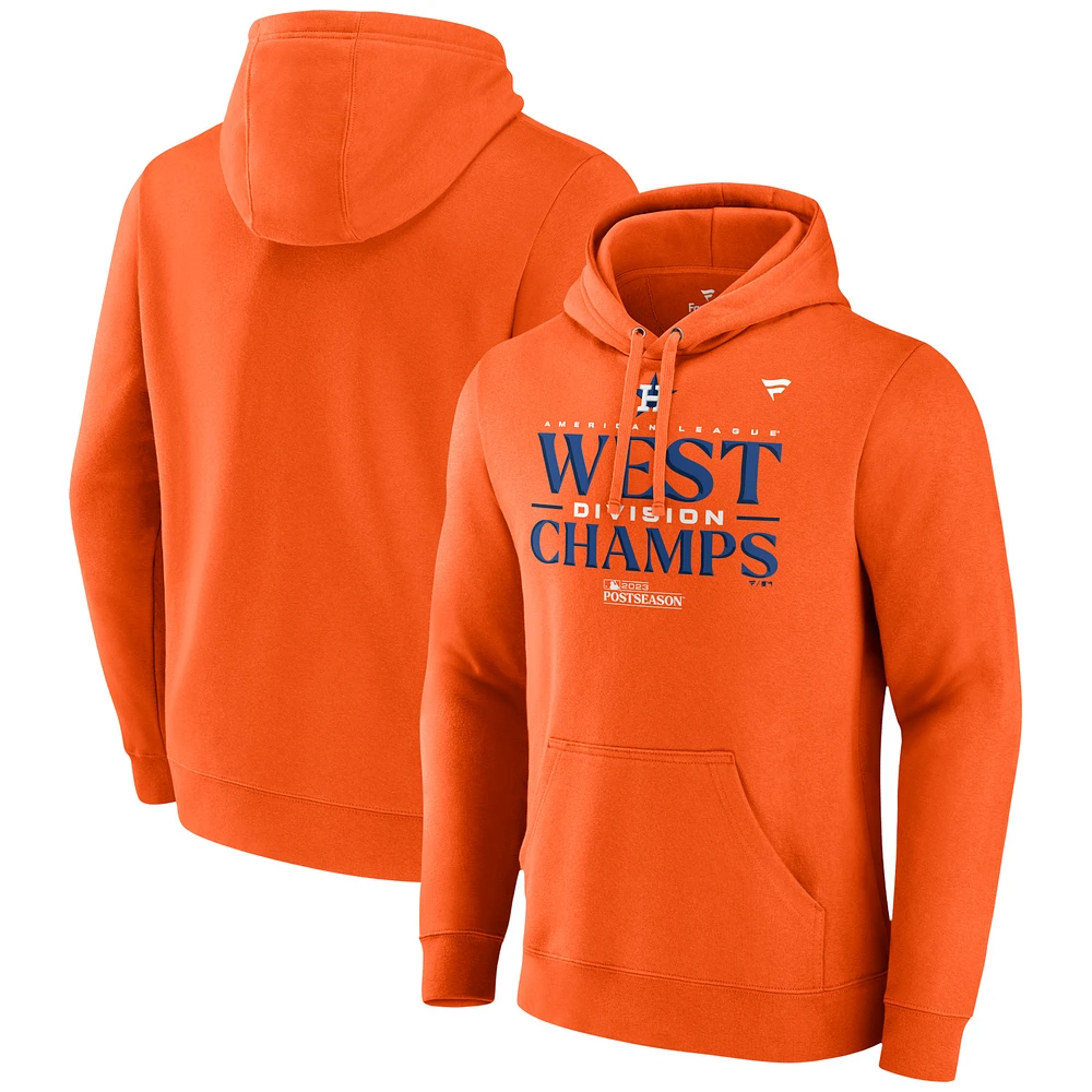 Men's Fanatics Orange Houston Astros 2023 AL West Division Champions Locker Room Pullover Hoodie