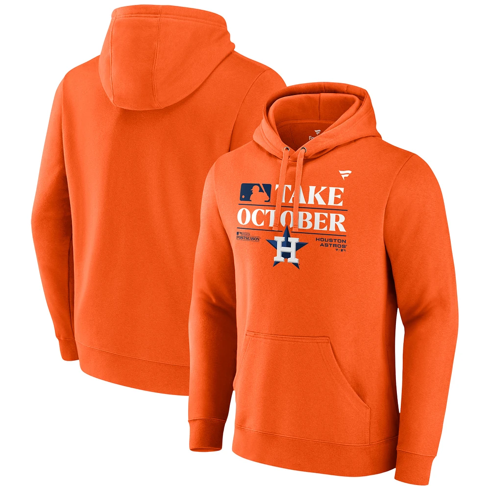 Men's Fanatics Orange Houston Astros 2023 Postseason Locker Room Pullover Hoodie