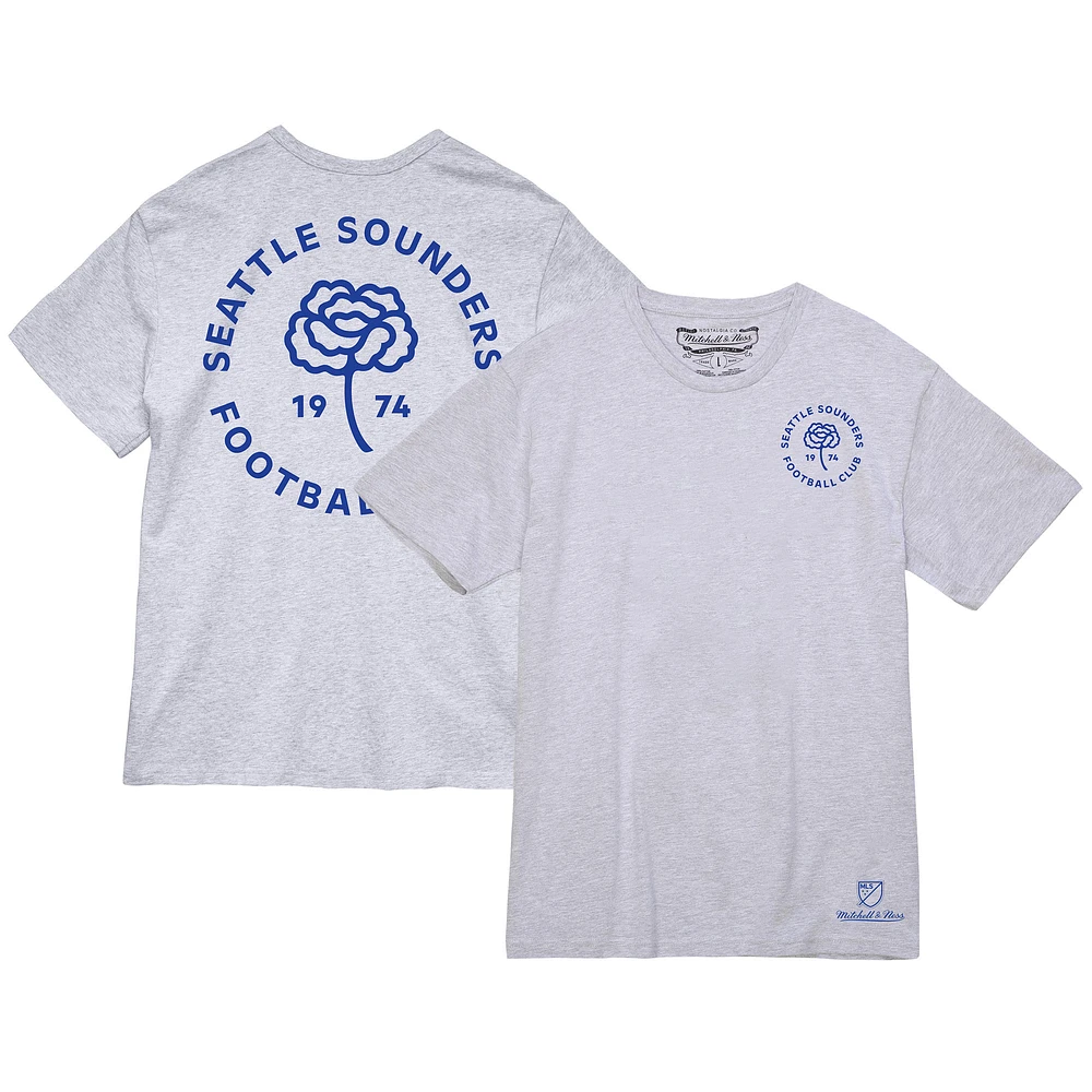 Men's Mitchell & Ness Heather Gray Seattle Sounders FC Carnation T-Shirt