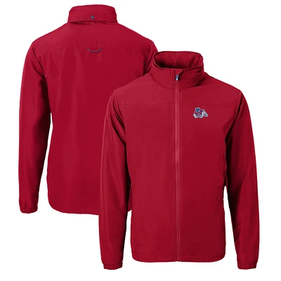 Men's Cutter & Buck Red Fresno State Bulldogs Charter Eco Recycled Full-Zip Jacket