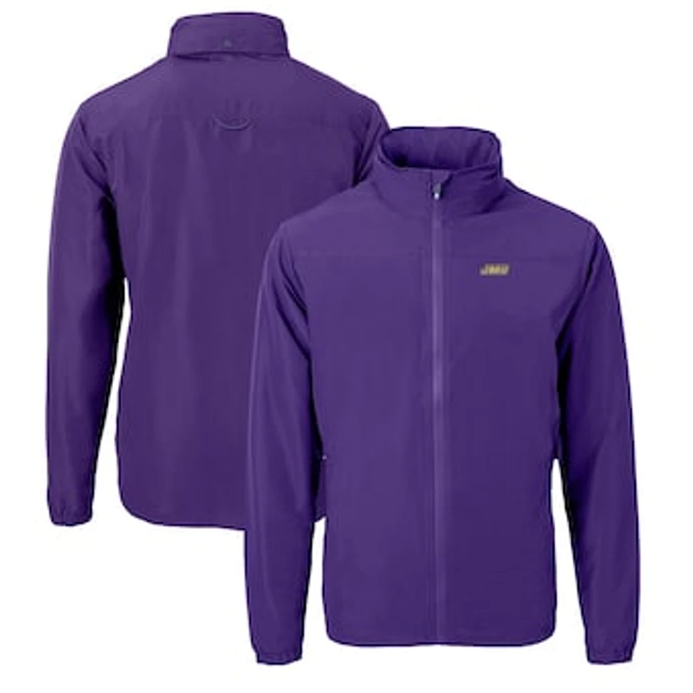 Men's Cutter & Buck Purple James Madison Dukes Charter Eco Recycled Full-Zip Jacket