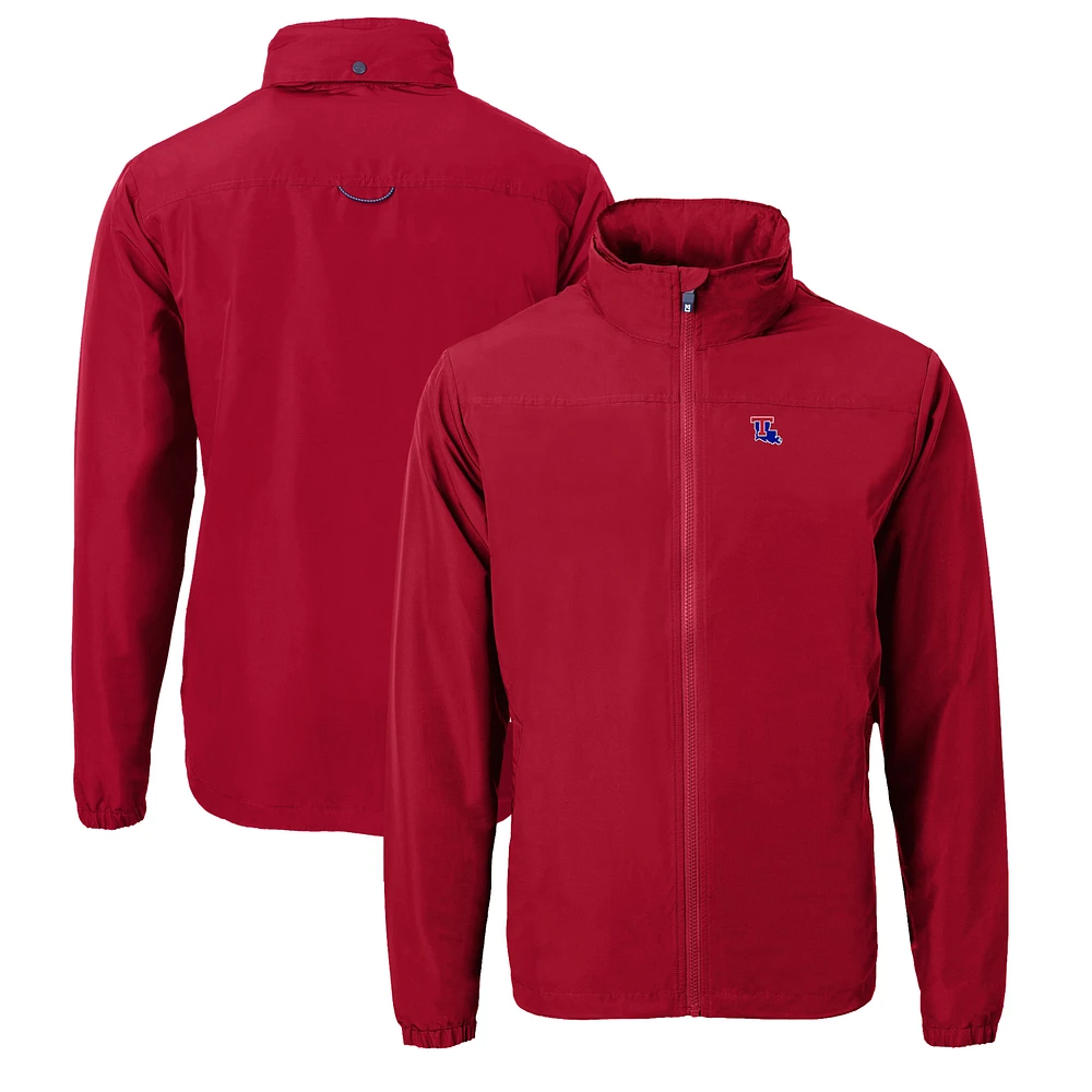 Men's Cutter & Buck Red Louisiana Tech Bulldogs Charter Eco Recycled Full-Zip Jacket