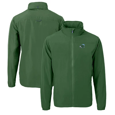 Men's Cutter & Buck Green Tulane Wave Charter Eco Recycled Full-Zip Jacket