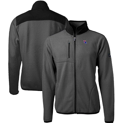 Men's Cutter & Buck Gray/Black Louisiana Tech Bulldogs Cascade Eco Sherpa Fleece Full-Zip Jacket