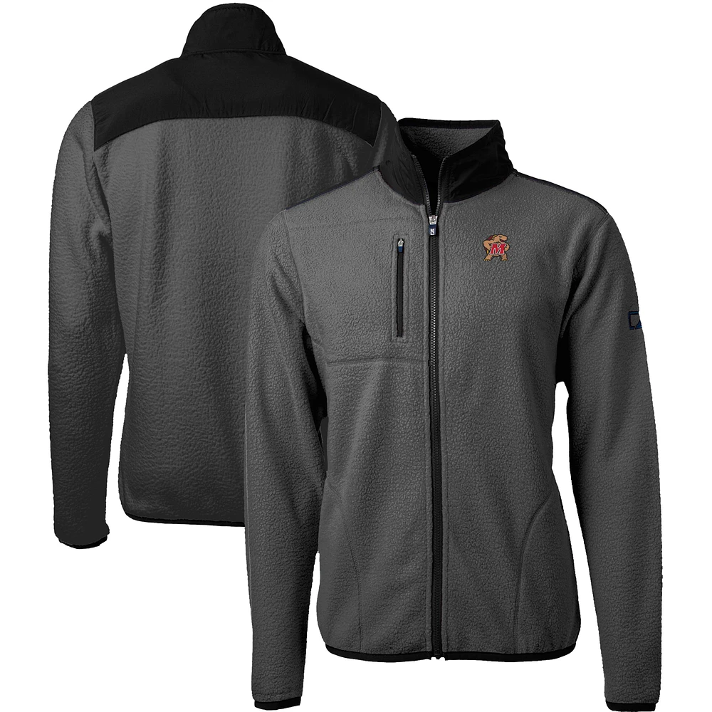 Men's Cutter & Buck Gray/Black Maryland Terrapins Cascade Eco Sherpa Fleece Full-Zip Jacket