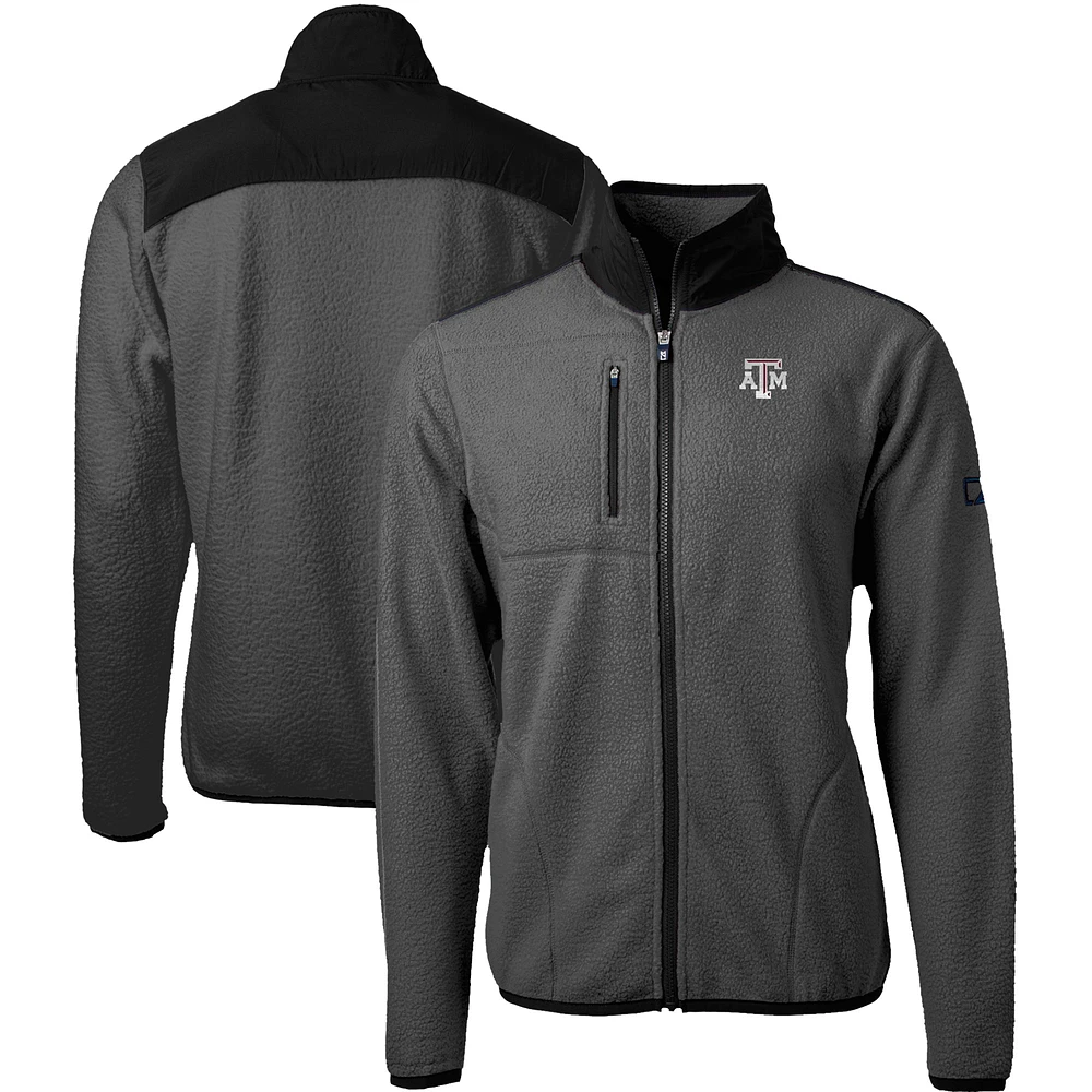 Men's Cutter & Buck Gray/Black Texas A&M Aggies Cascade Eco Sherpa Fleece Full-Zip Jacket