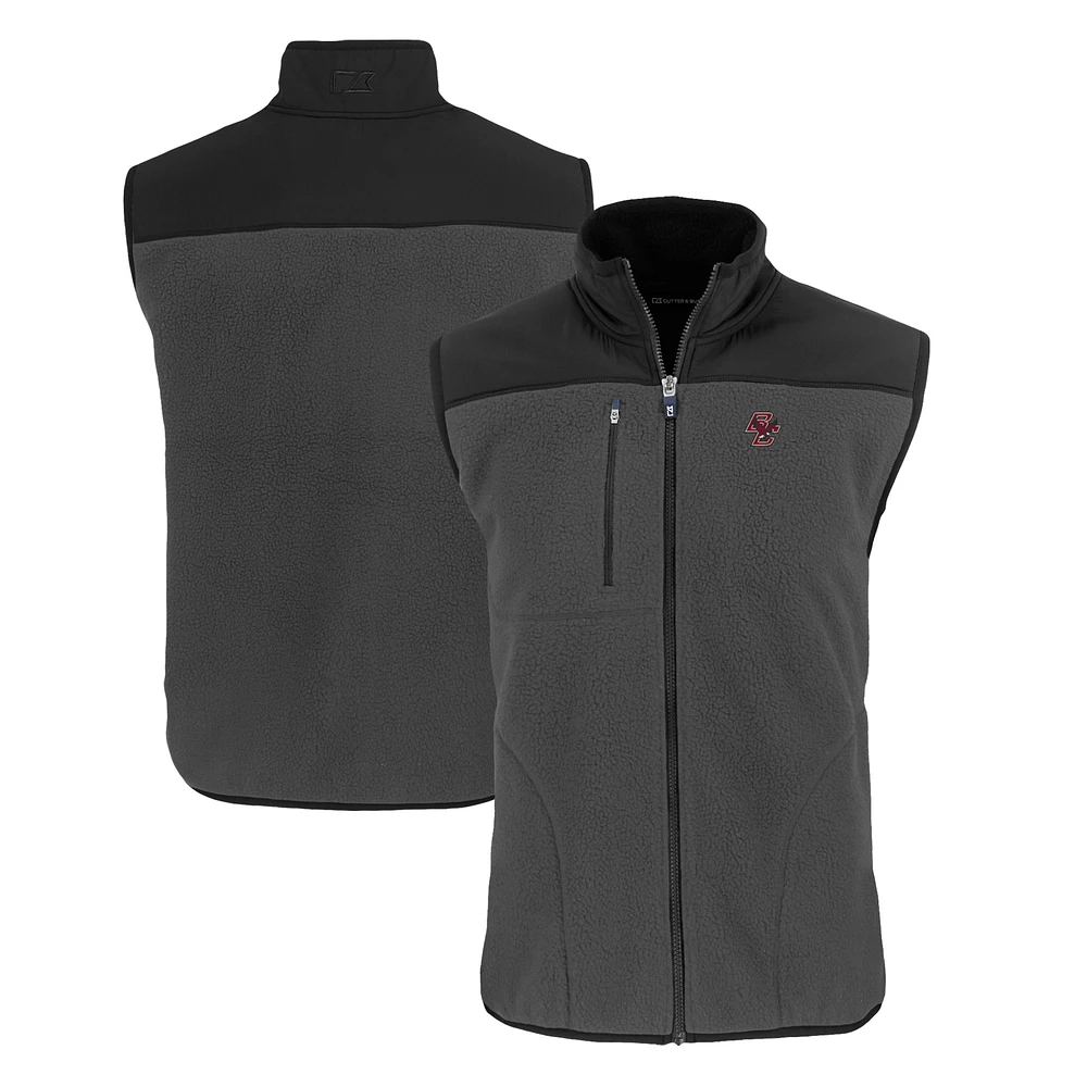 Men's Cutter & Buck Gray Boston College Eagles Cascade Eco Sherpa Fleece Full-Zip Vest