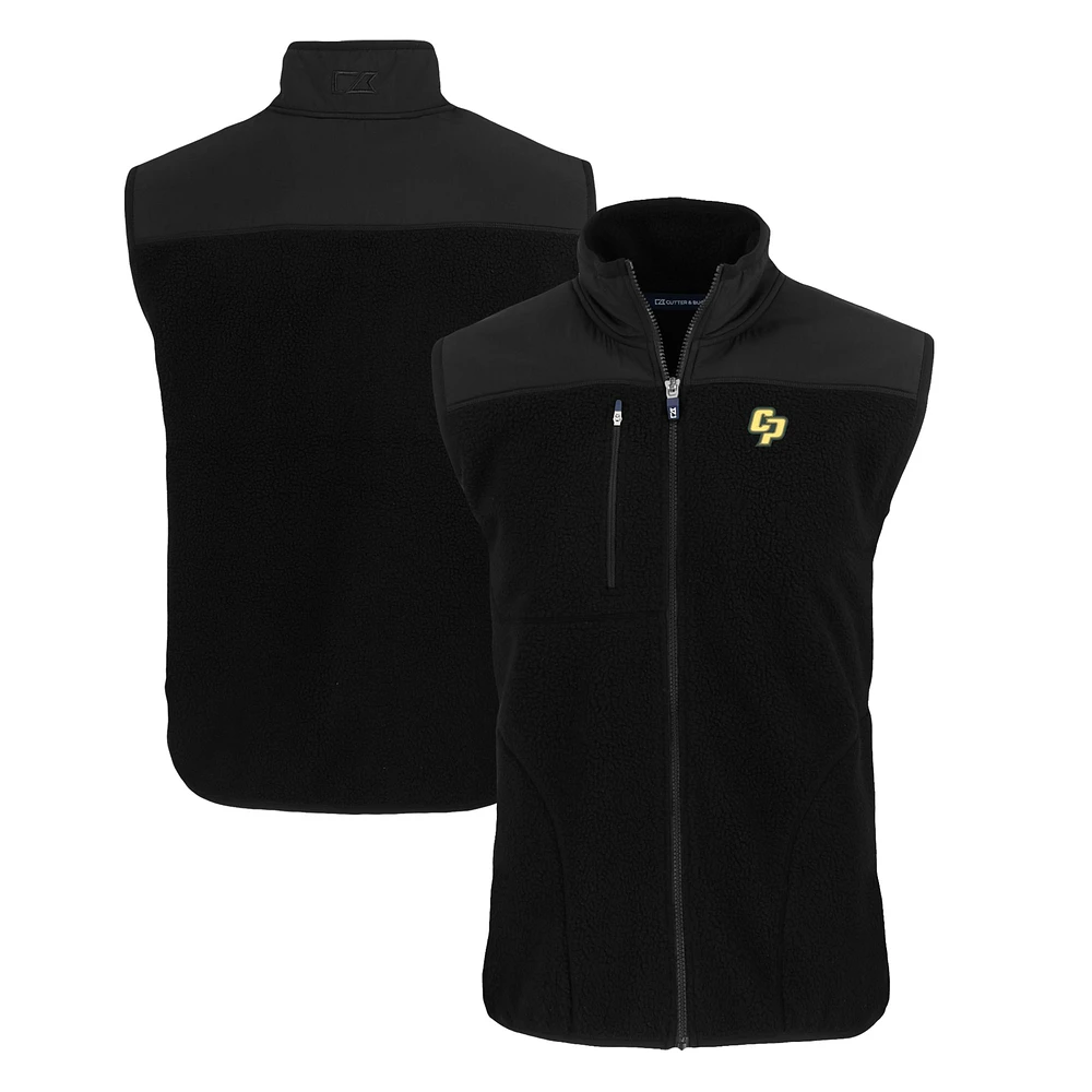 Men's Cutter & Buck Black Cal Poly Mustangs Cascade Eco Sherpa Fleece Full-Zip Vest