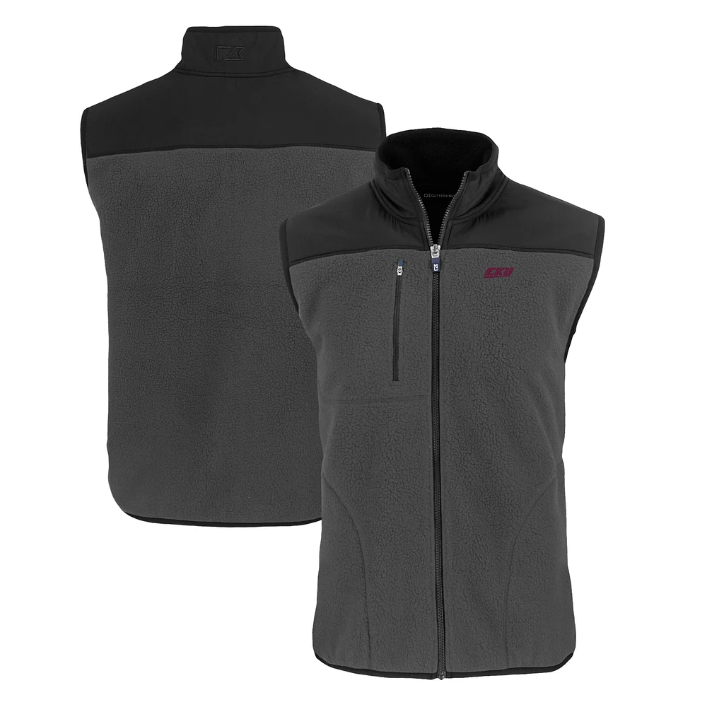 Men's Cutter & Buck Gray Eastern Kentucky Colonels Cascade Eco Sherpa Fleece Full-Zip Vest