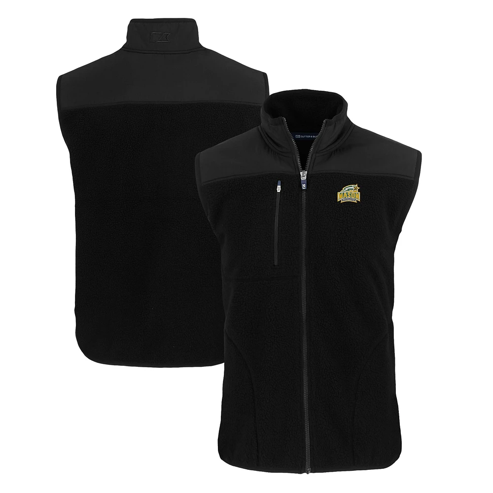 Men's Cutter & Buck Black George Mason Patriots Cascade Eco Sherpa Fleece Full-Zip Vest