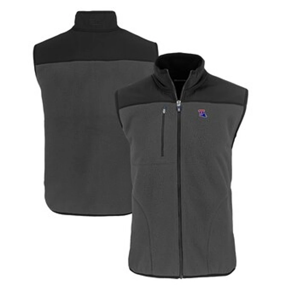 Men's Cutter & Buck Gray Louisiana Tech Bulldogs Cascade Eco Sherpa Fleece Full-Zip Vest